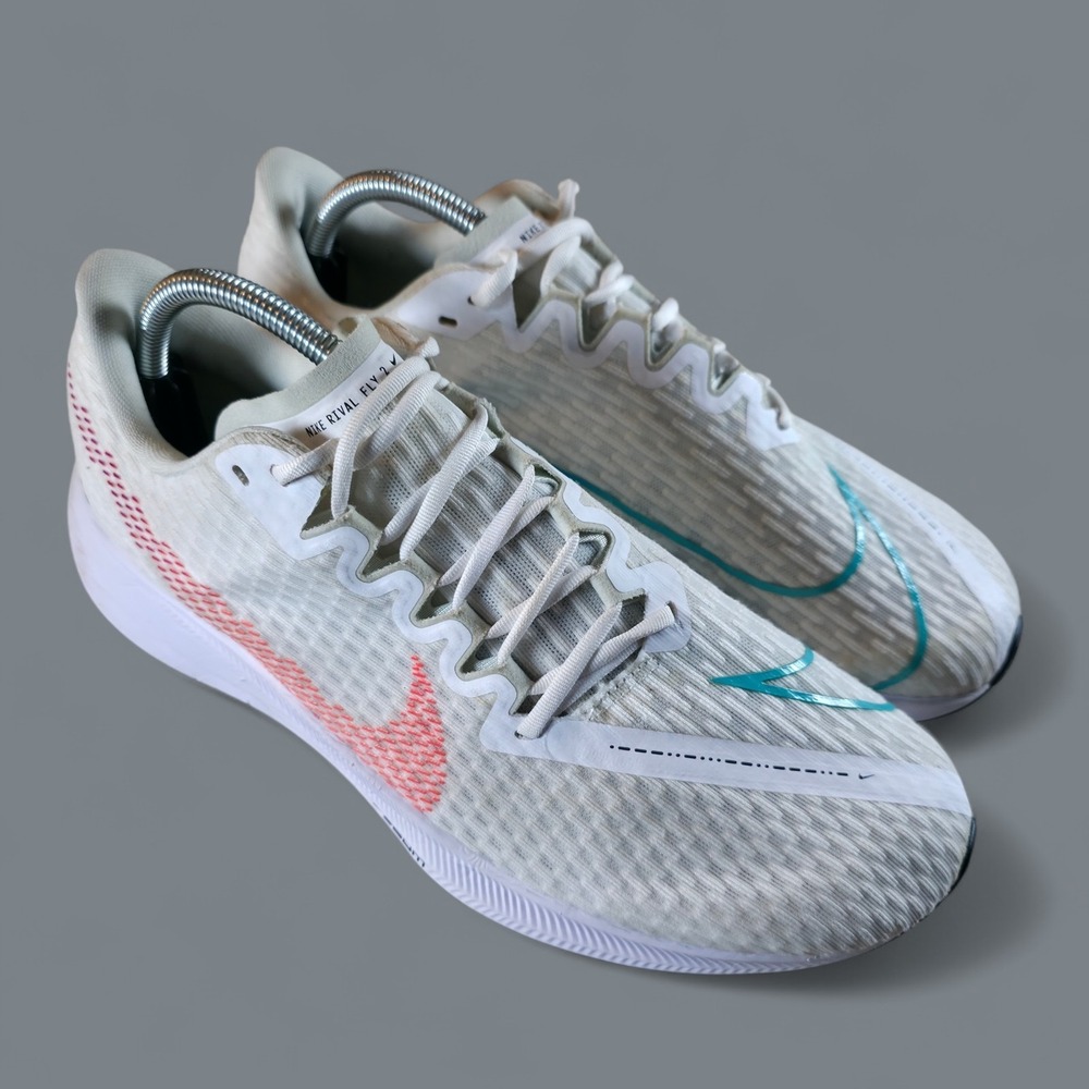 Nike‎ Air Zoom Rival Fly 2 Running Training Shoes White Pink Teal Mens Size 10